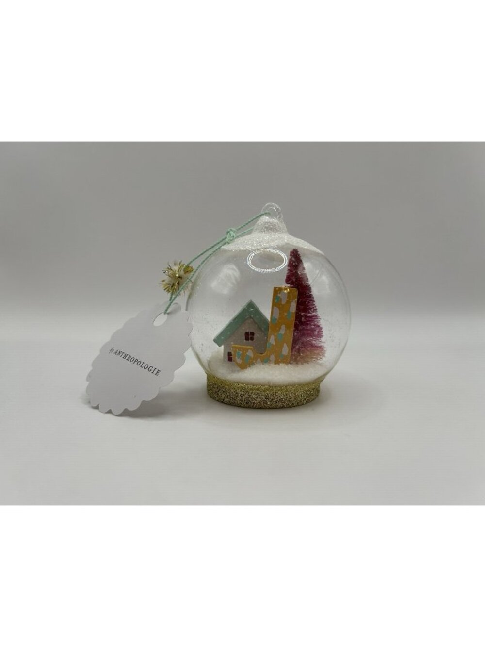 Anthropologie Christmas Ornament 2021 Snowglobe Scene Initial J Monogram Letter